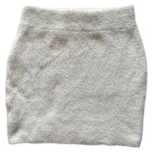 Lush Cream Faux Fur Mini Skirt S 100% Nylon
